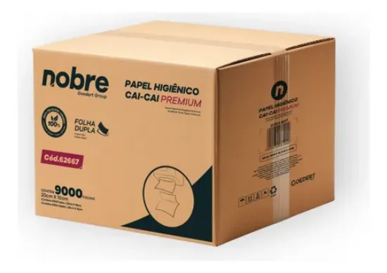 Imagem de PAPEL HIGIÊNICO INTERFOLHADO CAI CAI PREMIUM 9X20 CM FOLHA DUPLA - 100% CELULOSE - CX 9000 FOLHAS