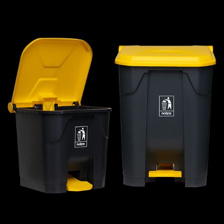 Imagem de LIXEIRA PLÁSTICA COM PEDAL 35 L CINZA / AMARELO