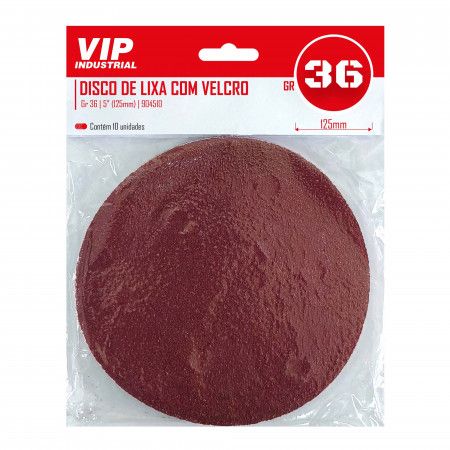 Imagem de DISCO LIXA C/ VELCRO - 5" 125mm GR 36 [C/10]