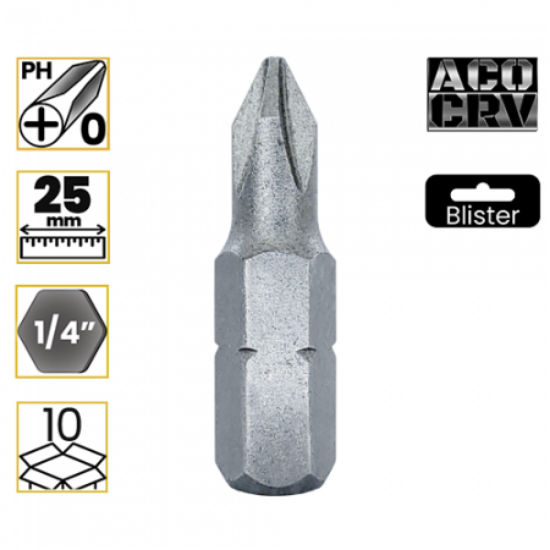 Imagem de BITS PHILLIPS PH0 - Enc. 1/4" x 25mm [C/10]