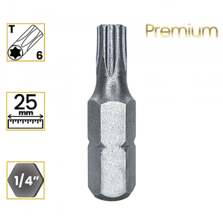 Imagem de BITS TORX PREMIUM T6 - Enc. 1/4" x 25mm