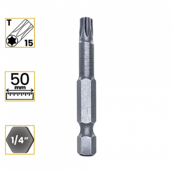 Imagem de PONTA TORX T15 - Enc. 1/4" x 50mm [C/10]