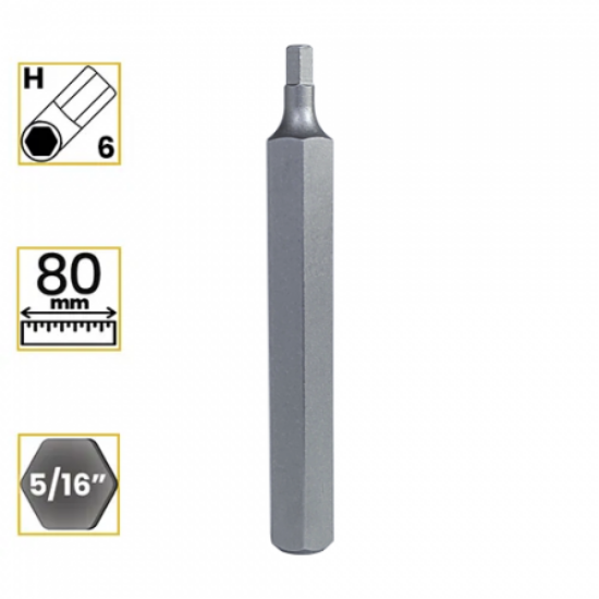 Imagem de BITS ALLEN LONGO PREMIUM 6mm - Enc. 5/16" x 80mm [C/10]