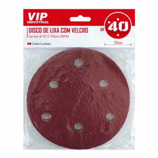 Imagem de DISCO DE LIXA C/ FURO - 5" (125m) GR 40 - C/5