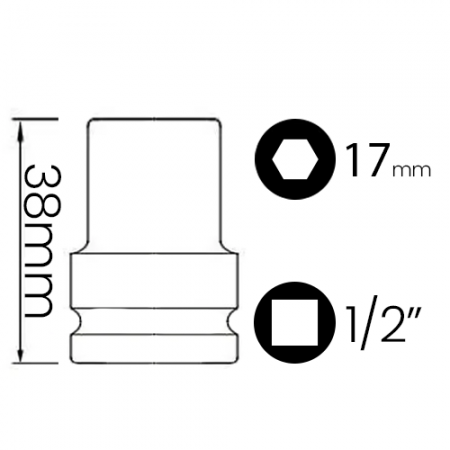 Imagem de SOQ SEXT MANUAL CURTO 17mm - Enc. 1/2" x 38mm