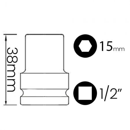 Imagem de SOQ SEXT MANUAL CURTO 15mm - Enc. 1/2" x 38mm