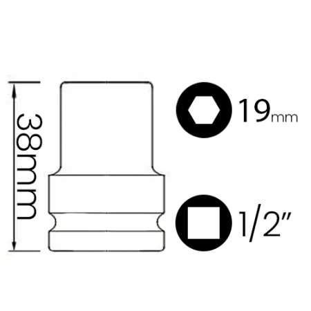 Imagem de SOQ SEXT MANUAL CURTO 19mm - Enc. 1/2" x 38mm