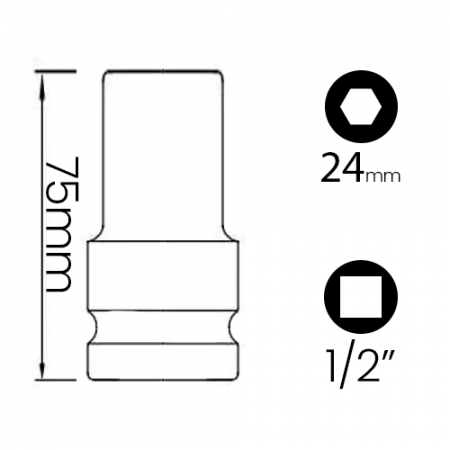 Imagem de SOQ SEXT MANUAL LONGO 24mm - Enc. 1/2" x 75mm