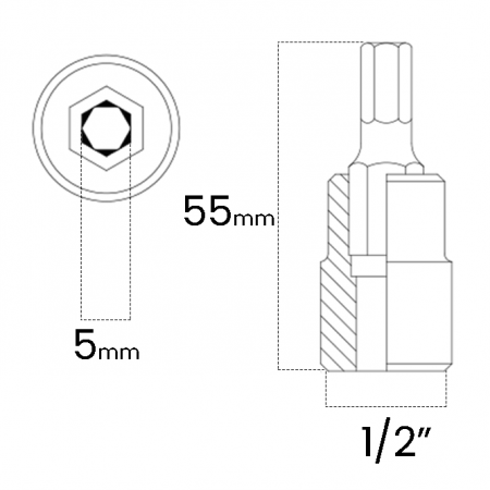 Imagem de SOQ ALLEN MANUAL CURTO 5mm - Enc. 1/2" x 55mm