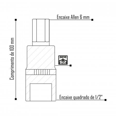 Imagem de SOQ ALLEN MANUAL LONGO 6mm - Enc. 1/2" x 100mm