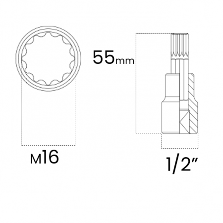 Imagem de SOQ MULTID C/FURO MANUAL CURTO M16 - Enc. 1/2" x 55mm