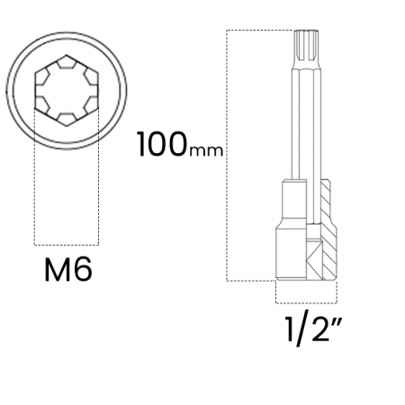 Imagem de SOQ RIBE MANUAL LONGO M6 - Enc. 1/2" x 100mm