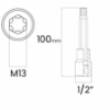 Imagem de SOQ RIBE MANUAL LONGO M13 - Enc. 1/2" x 100mm