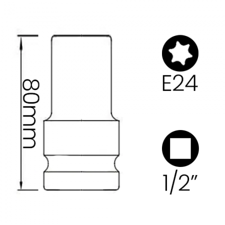 Imagem de SOQ TORX FÊMEA E24 - Enc. 1/2" x 80mm