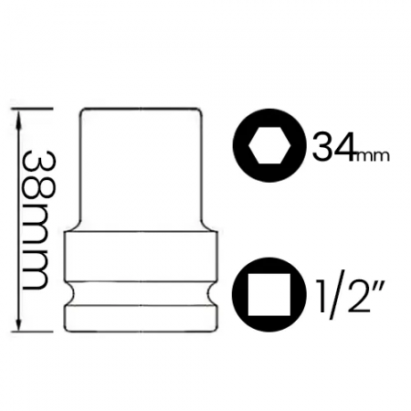 Imagem de SOQ SEXT MANUAL CURTO 34mm - Enc. 1/2" x 42mm