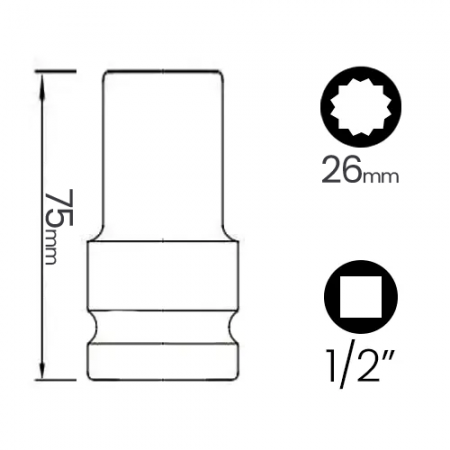 Imagem de SOQ EST MANUAL LONGO 26mm - Enc. 1/2" x 75mm