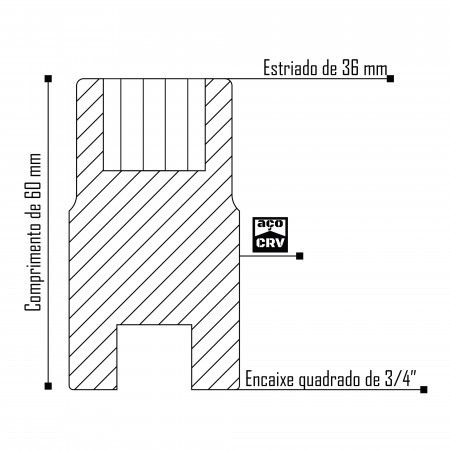 Imagem de SOQ EST MANUAL CURTO 36mm - Enc. 3/4" x 60mm