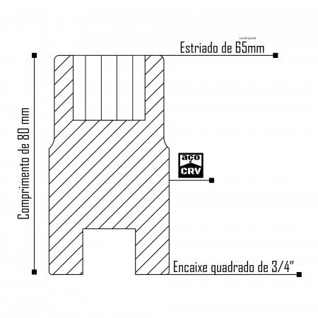 Imagem de SOQ EST MANUAL CURTO 65mm - Enc. 3/4" x 80mm