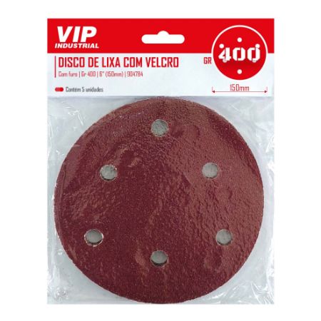 Imagem de DISCO DE LIXA C/ FURO - 6" (150m) GR 400 - C/5