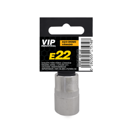 Imagem de SOQ TORX FÊMEA MANUAL CURTO E22 - Enc. 1/2" x 38mm