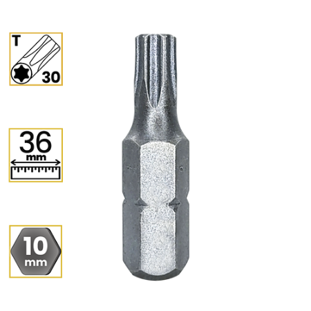 Imagem de BITS TORX CURTO PREMIUM T30 - Enc. 10mm x 36mm