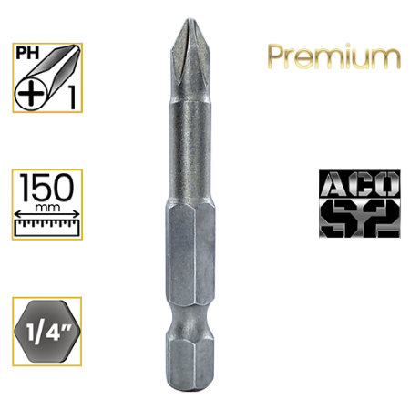 Imagem de PONTA PHILLIPS PREMIUM PH1 - Enc. 1/4" x 150mm