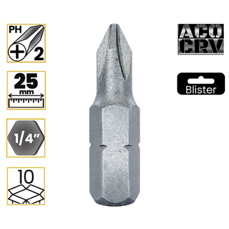 Imagem de BITS PHILLIPS PH2 - Enc. 1/4" x 25mm [C/10]