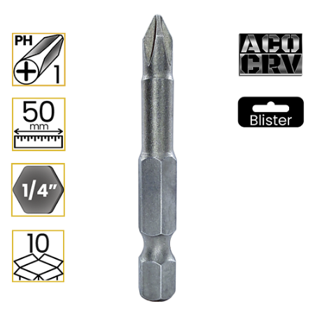Imagem de PONTA PHILLIPS PH1 - Enc. 1/4" x 50mm [C/10]