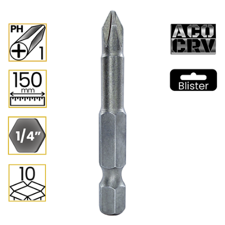 Imagem de PONTA PHILLIPS PH1 - Enc. 1/4" x 150mm [C/10]